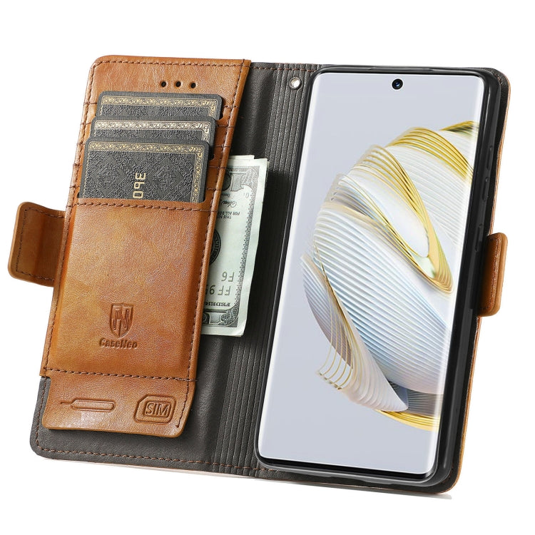 For Huawei  Nova 10 CaseNeoSplicing Dual Magnetic Buckle Leather Phone Case(Khaki) - free shipping - PMC TechLife - Order now!