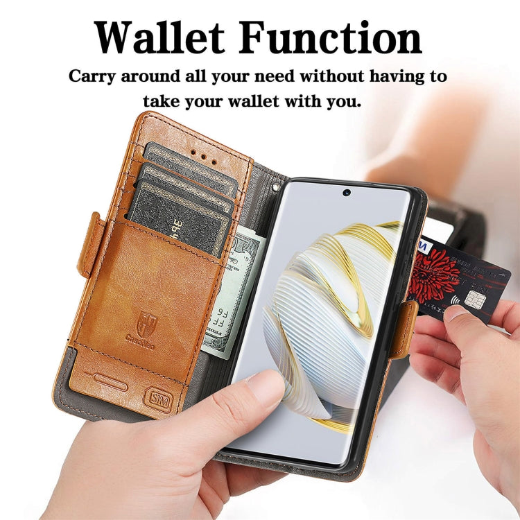 For Huawei  Nova 10 CaseNeoSplicing Dual Magnetic Buckle Leather Phone Case(Khaki) - free shipping - PMC TechLife - Order now!