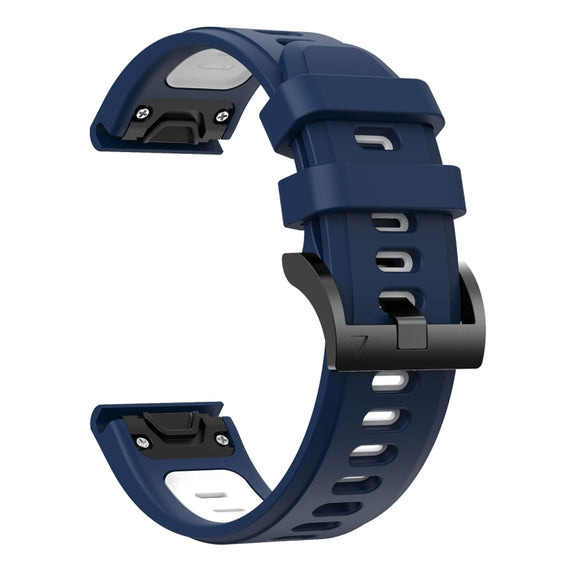 Compatible with Garmin EPIX Gen 2 22mm Two-Color Sports Silicone Watch Band(Midnight Blue + White)
