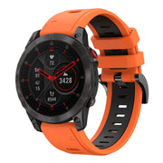 Compatible with Garmin EPIX Gen 2 22mm Two-Color Sports Silicone Watch Band(Orange+Black)