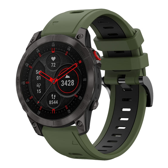 Compatible with Garmin EPIX Gen 2 22mm Two-Color Sports Silicone Watch Band(Army Green + Black)