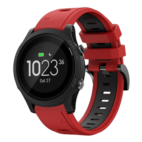 Compatible with Garmin Compatible witherunner 935 22mm Two-Color Sports Silicone Watch Band(Red+Black)