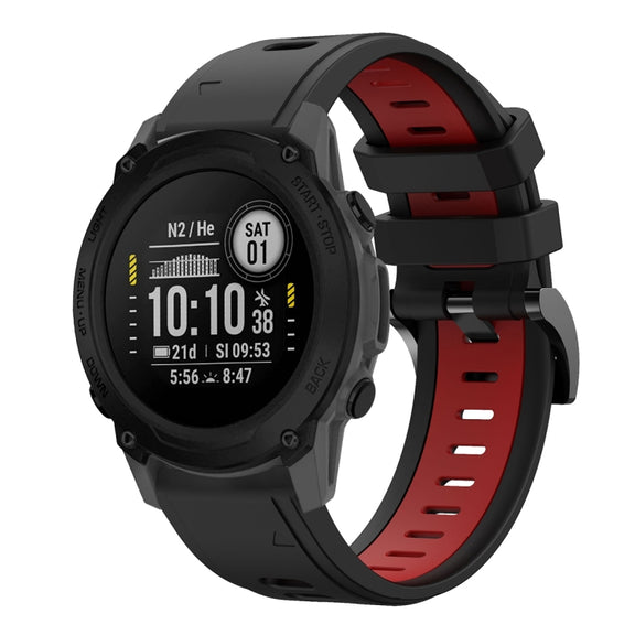 Compatible with Garmin Descent G1 22mm Two-Color Sports Silicone Watch Band(Black+Red)