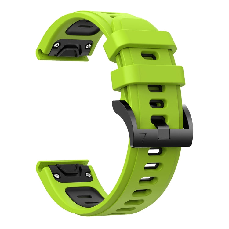 Compatible with Garmin Fenix 6X Pro 26mm Two-Color Sports Silicone Watch Band(Lime Green + Black) - free shipping - PMC TechLife - Order now!