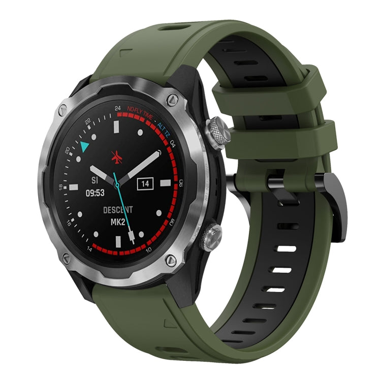 Compatible with Garmin Descent MK 2 26mm Two-Color Sports Silicone Watch Band(Army Green + Black) - free shipping - PMC TechLife - Order now!
