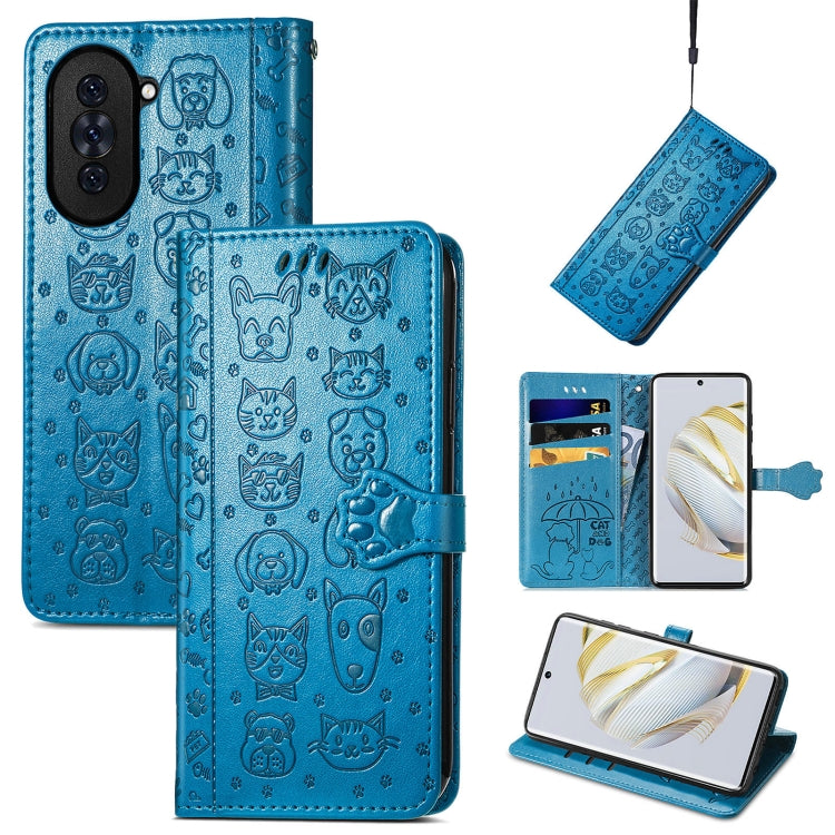 For Huawei Nova 10 Cat and Dog Embossed Leather Phone Case(Blue) - free shipping - PMC TechLife - Order now!