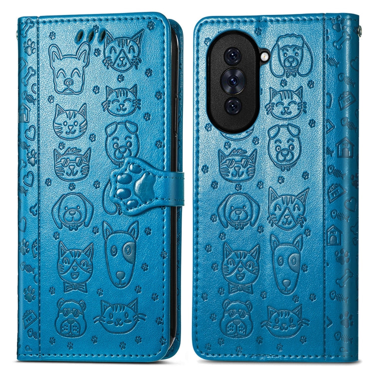 For Huawei Nova 10 Cat and Dog Embossed Leather Phone Case(Blue) - free shipping - PMC TechLife - Order now!