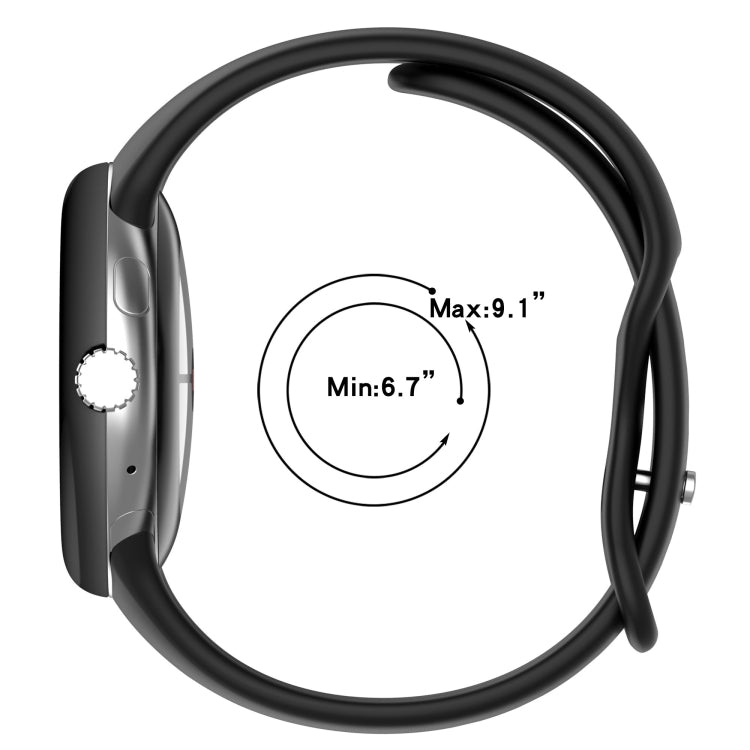 For Google Pixel Watch Water Drop Slimming Butterfly Button Solid Silicone Band(Black)