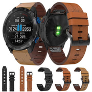 For Garmin Descent MK 2i 26mm Leather Steel Buckle Watch Band (Light Brown)