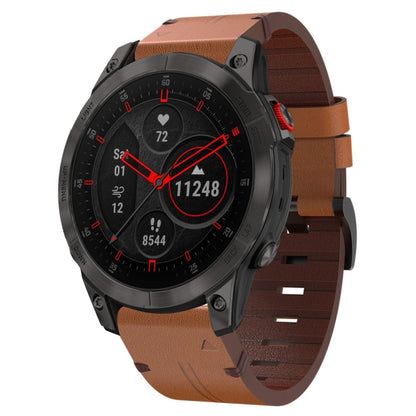 Compatible with Garmin EPIX Gen 2 22mm Leather Steel Buckle Watch Band(Brown) - Watch Bands by PMC Jewellery | Online Shopping South Africa | PMC Jewellery | Buy Now Pay Later Mobicred