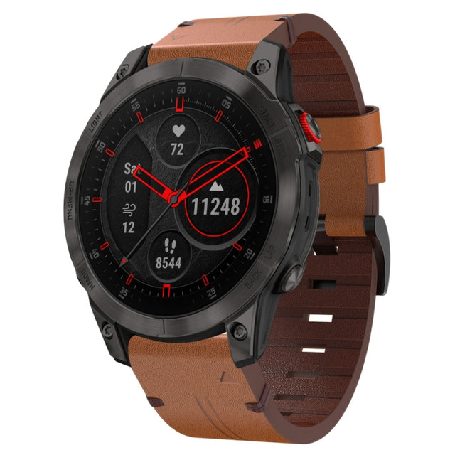 Compatible with Garmin EPIX Gen 2 22mm Leather Steel Buckle Watch Band(Brown)