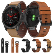 Compatible with Garmin EPIX Gen 2 22mm Leather Steel Buckle Watch Band(Brown)