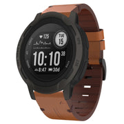 Compatible with Garmin Instinct 2 22mm Leather Steel Buckle Watch Band(Brown)