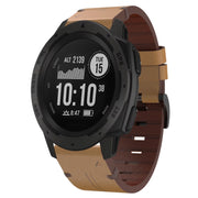 For Garmin Instinct 22mm Leather Steel Buckle Watch Band (Light Brown)