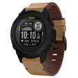 For Garmin Descent G1 22mm Leather Steel Buckle Watch Band (Light Brown) - Smart Wear by PMC TechLife | Online Shopping South Africa | PMC TechLife