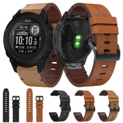 For Garmin Descent G1 22mm Leather Steel Buckle Watch Band (Light Brown)