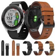 For Garmin Approach S62 22mm Leather Steel Buckle Watch Band (Light Brown)