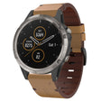 For Garmin Fenix 5 22mm Leather Steel Buckle Watch Band (Light Brown) - Smart Wear by PMC TechLife | Online Shopping South Africa | PMC TechLife