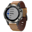 For Garmin Quatix 5 Sapphire 22mm Leather Steel Buckle Watch Band (Light Brown) - Smart Wear by PMC TechLife | Online Shopping South Africa | PMC TechLife