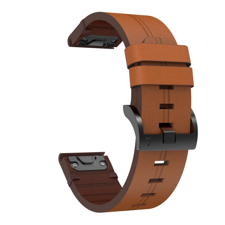 Compatible with Garmin Compatible witherunner 955 22mm Leather Steel Buckle Watch Band(Brown) - Watch Bands by PMC TechLife | Online Shopping South Africa | PMC TechLife | Buy Now Pay Later Mobicred