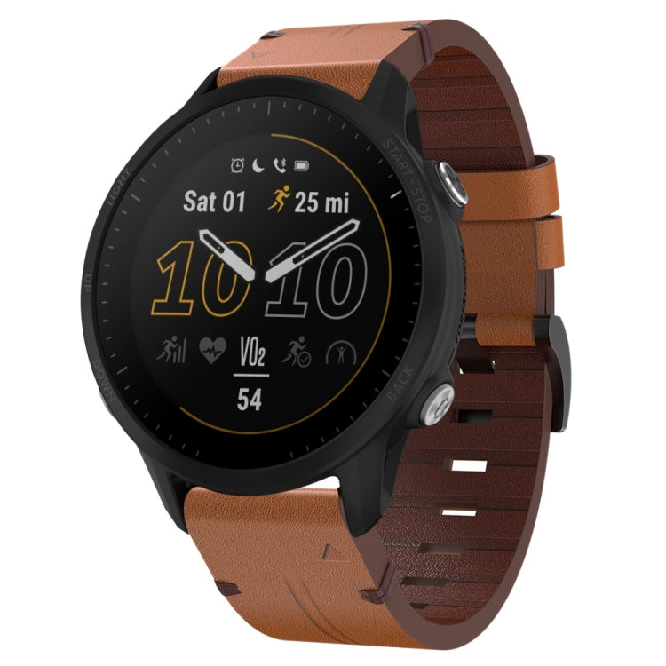 Compatible with Garmin Compatible witherunner 955 22mm Leather Steel Buckle Watch Band(Brown) - Watch Bands by PMC TechLife | Online Shopping South Africa | PMC TechLife | Buy Now Pay Later Mobicred