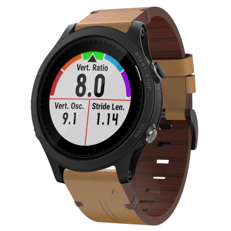For Garmin Forerunner 935 22mm Leather Steel Buckle Watch Band (Light Brown) - Smart Wear by PMC TechLife | Online Shopping South Africa | PMC TechLife