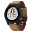 For Garmin Forerunner 935 22mm Leather Steel Buckle Watch Band (Light Brown) - Smart Wear by PMC TechLife | Online Shopping South Africa | PMC TechLife