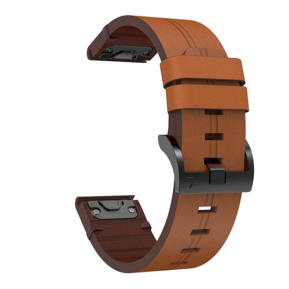 Compatible with Garmin Fenix 5S Plus 20mm Leather Steel Buckle Watch Band(Brown)