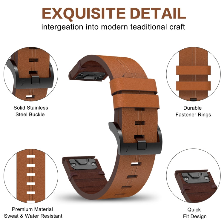 Compatible with Garmin Fenix 5S Plus 20mm Leather Steel Buckle Watch Band(Black) - Watch Bands by PMC TechLife | Online Shopping South Africa | PMC TechLife | Buy Now Pay Later Mobicred