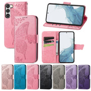 For Samsung Galaxy S23 Ultra 5G Butterfly Love Flower Embossed Leather Phone Case(Purple)