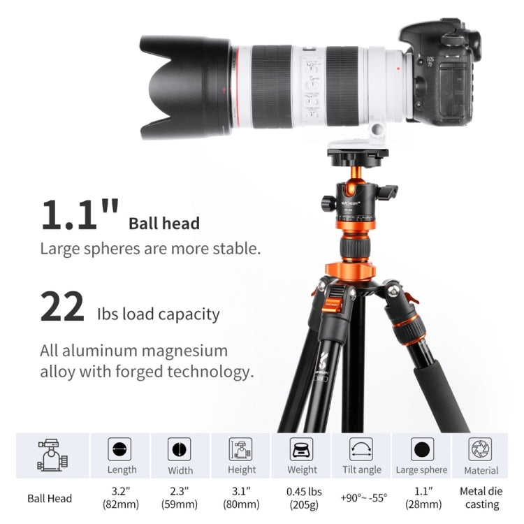 K&F CONCEPT KF31.023V3 360 Degree Rotating Panoramic Metal Tripod Ball Head with 1/4 Inch Quick Release Plate - free shipping - PMC Jewellery - Order now!