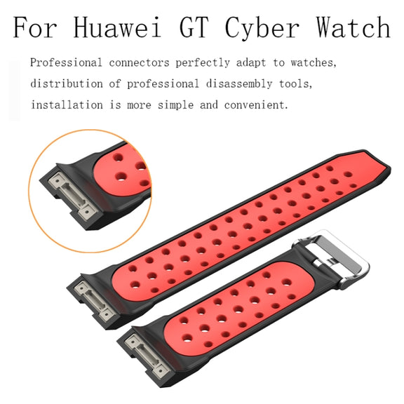 For Huawei Watch GT Cyber Two-Color Breathable Watch Band(Black+Red)