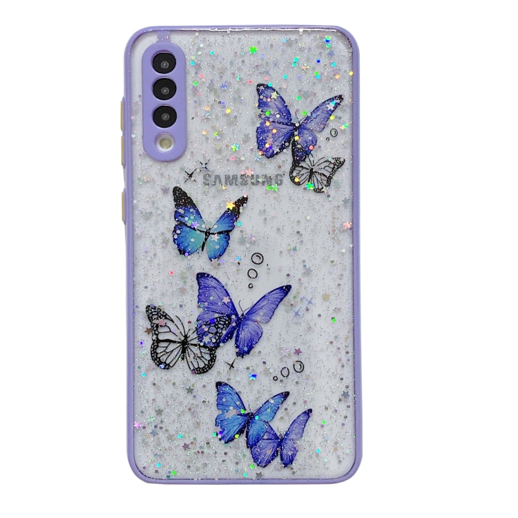For Samsung Galaxy S22 5G Color Butterfly Glitter Epoxy TPU Phone Case(Purple) - Galaxy S22 5G Cases by PMC TechLife | Online Shopping South Africa | PMC TechLife