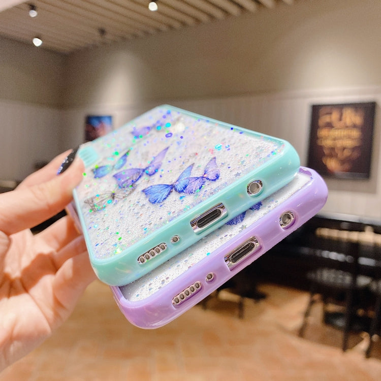 For Samsung Galaxy S22 5G Color Butterfly Glitter Epoxy TPU Phone Case(Pink) - Galaxy S22 5G Cases by PMC TechLife | Online Shopping South Africa | PMC TechLife