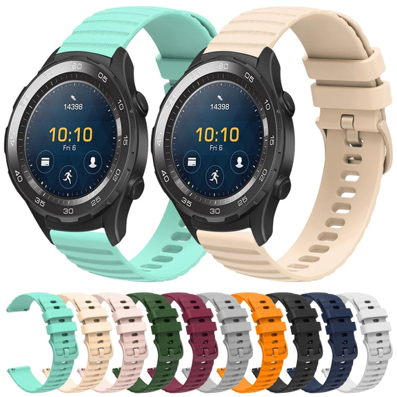 For Huawei Watch 2 20mm Wavy Dot Pattern Solid Color Silicone Watch Band(Black)