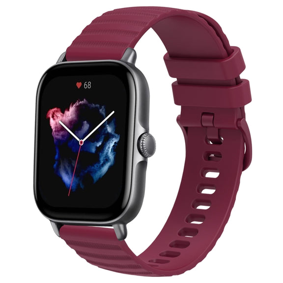 For Amazfit GTS 3 20mm Wavy Dot Pattern Solid Color Silicone Watch Band(Wine Red)