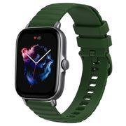 For Amazfit GTS 3 20mm Wavy Dot Pattern Solid Color Silicone Watch Band(Army Green)