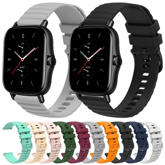 For Amazfit GTS 2E 20mm Wavy Dot Pattern Solid Color Silicone Watch Band(Grey)