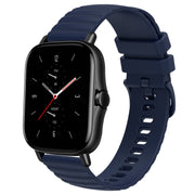 For Amazfit GTS 2 20mm Wavy Dot Pattern Solid Color Silicone Watch Band(Navy Blue)