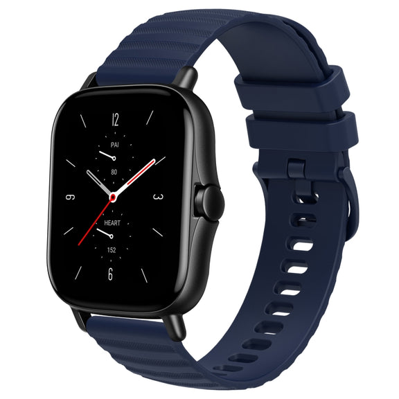 For Amazfit GTS 2 20mm Wavy Dot Pattern Solid Color Silicone Watch Band(Navy Blue)