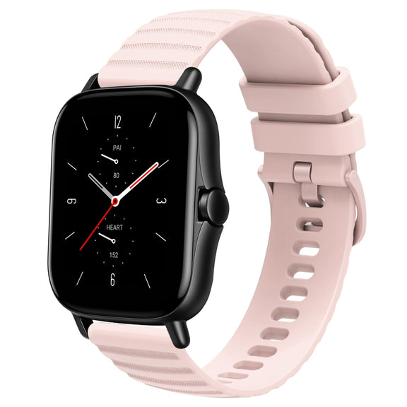 For Amazfit GTS 2 20mm Wavy Dot Pattern Solid Color Silicone Watch Band(Pink)