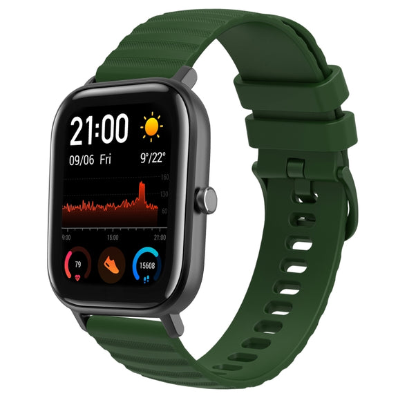 For Amazfit GTS 20mm Wavy Dot Pattern Solid Color Silicone Watch Band(Army Green)