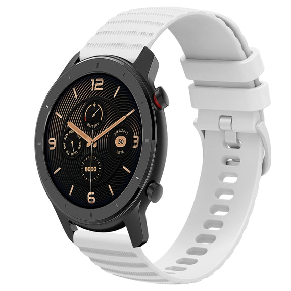 For Amazfit GTR 42MM 20mm Wavy Dot Pattern Solid Color Silicone Watch Band(White)