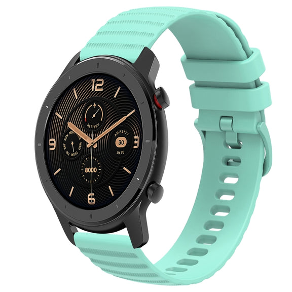 For Amazfit GTR 42MM 20mm Wavy Dot Pattern Solid Color Silicone Watch Band(Teal)