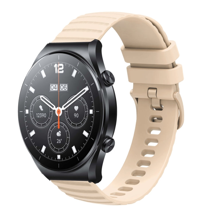 For Xiaomi MI Watch S1 22mm Wavy Dot Pattern Solid Color Silicone Watch Band(Beige) - Watch Bands by PMC TechLife | Online Shopping South Africa | PMC TechLife | Buy Now Pay Later Mobicred