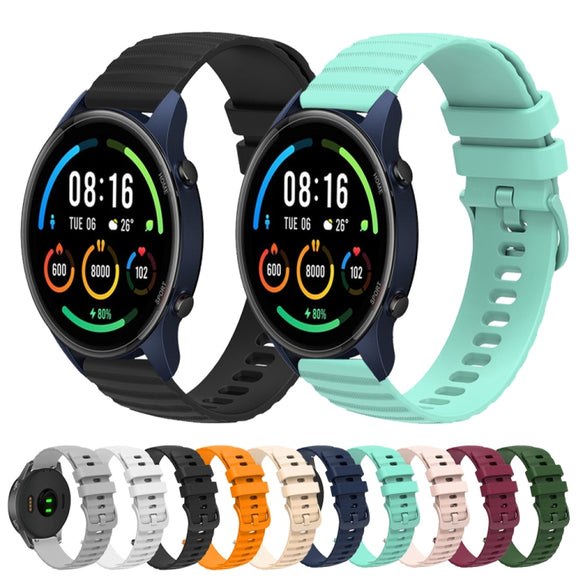 For Xiaomi MI Watch Color 22mm Wavy Dot Pattern Solid Color Silicone Watch Band(White)