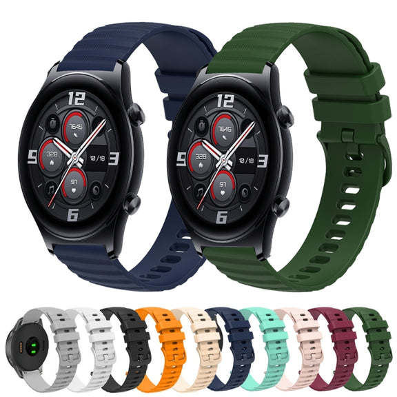 For Honor Watch GS 3 22mm Wavy Dot Pattern Solid Color Silicone Watch Band(White)