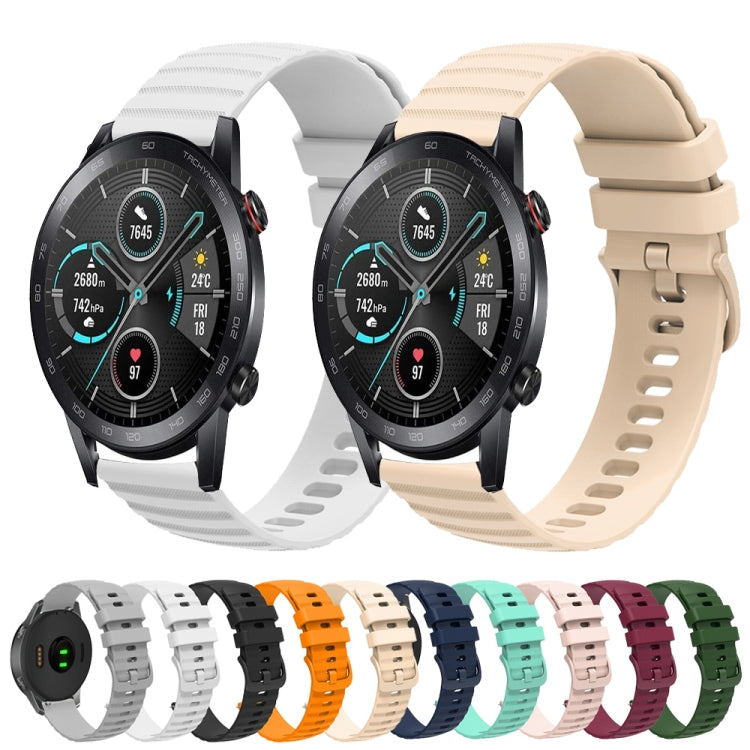 For Honor Magic Watch 2 46mm 22mm Wavy Dot Pattern Solid Color Silicone Watch Band(Army Green) - free shipping - PMC TechLife - Order now!