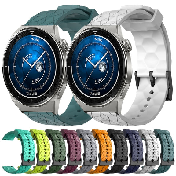 For Huawei Watch GT3 Pro 43mm 20mm Football Pattern Solid Color Silicone Watch Band(Navy Blue)