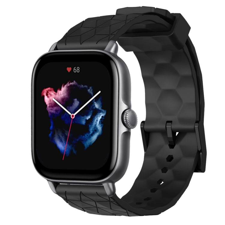 For Amazfit GTS 3 20mm Football Pattern Solid Color Silicone Watch Band(Black) - free shipping - PMC TechLife - Order now!